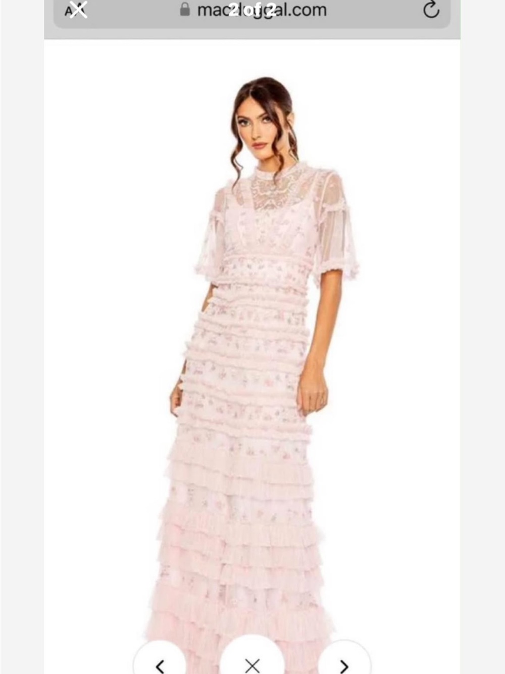 Mac Duggal Blush Pink Tiered Lace Maxi Dress